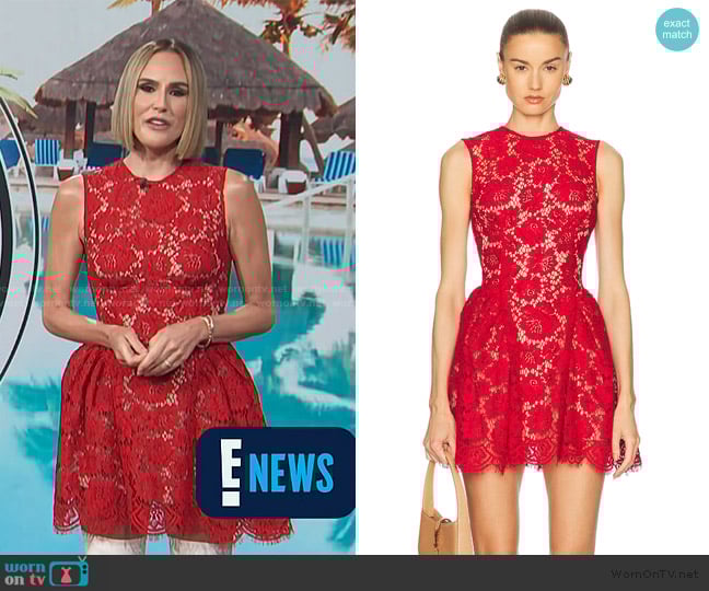 Self Portrait Fine Lace Pearl Mini Dress worn by Keltie Knight on E! News