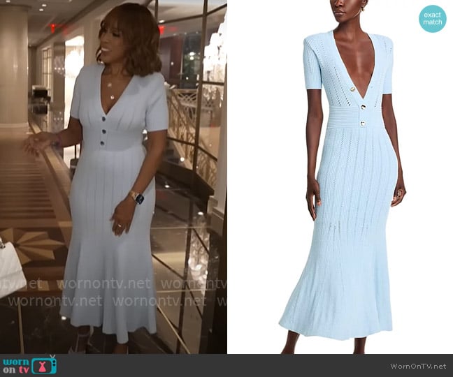 Self Portrait Pointelle Midi Dress worn by Gayle King on CBS Mornings