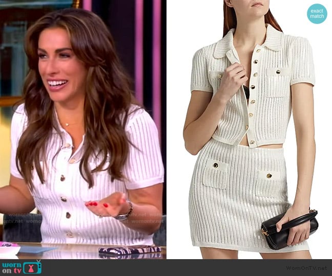 Self Portrait Sequined Crochet Cardigan worn by Alyssa Farah Griffin on The View