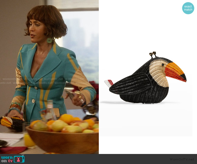  Tina Toucan Wicker Crossbody Bag Serpui worn by Lisa Todd Wexley (Nicole Ari Parker) on And Just Like That