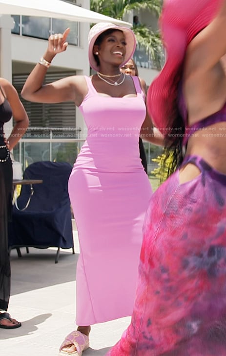 Shamea's pink square neck dress on The Real Housewives of Atlanta