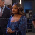 Chanel’s blue floral square-neck dress on Days of our Lives