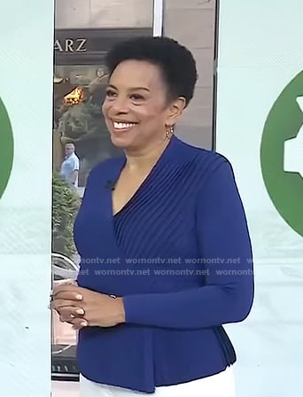 Sharon Epperson’s blue pleated wrap top on Today