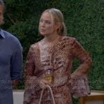 Sharon’s snake print blouse and pants set on The Young and the Restless