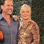 Sharon’s snake print blouse and pants set on The Young and the Restless