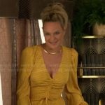 Sharon’s yellow pleated top and skirt set on The Young and the Restless