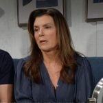 Sheila’s blue satin top on The Bold and the Beautiful