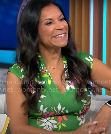 Sheryl Ziegler’s green floral dress on CBS Mornings