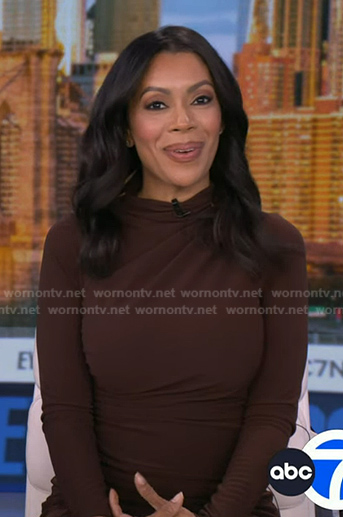 Shirleen's brown ruched dress on Good Morning America