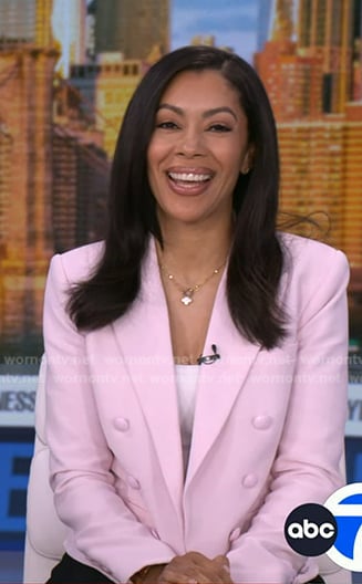 Shirleen's pink double breasted blazer on Good Morning America