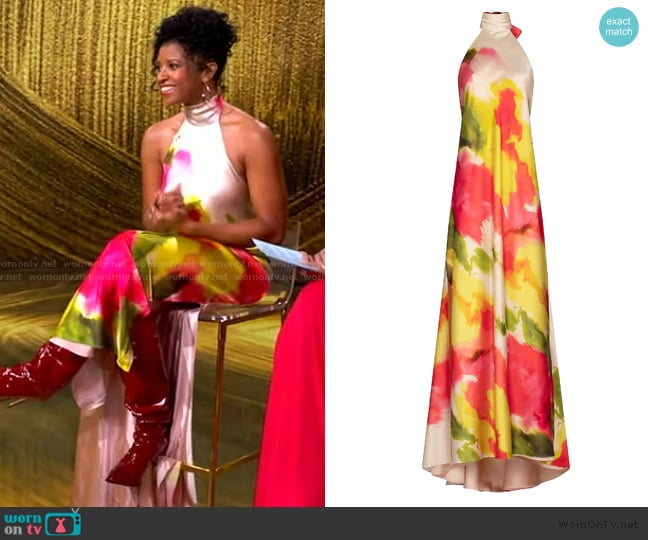 Silvia Tcherassi Sherry Floral Silk Maxi Dress worn by Renee Elise Goldsberry on The View