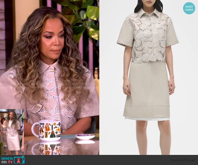 Simkhai Robinson Tulip Lace Crop Shirt worn by Sunny Hostin on The View