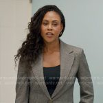 Simone’s grey plaid suit on Ginny & Georgia
