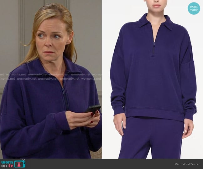 Skims by Skims Oversized Quarter Zip Pullover worn by Belle Brady (Martha Madison) on Days of our Lives