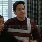 Smitty’s burgundy colorblock sweater on Beyond the Gates