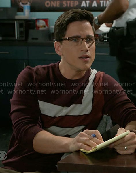 Smitty's burgundy colorblock sweater on Beyond the Gates