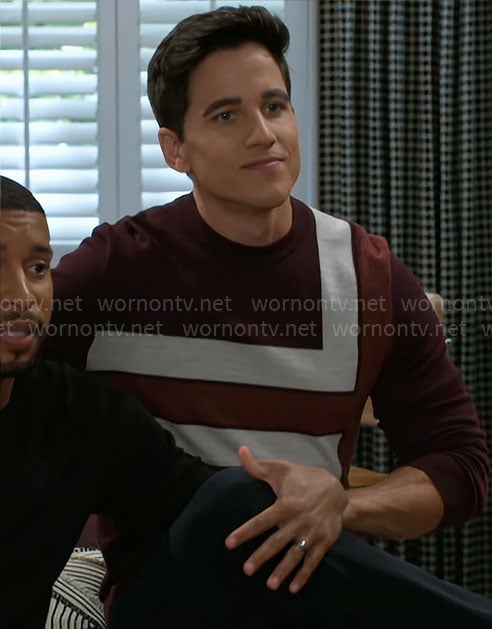 Smitty's burgundy colorblock sweater on Beyond the Gates