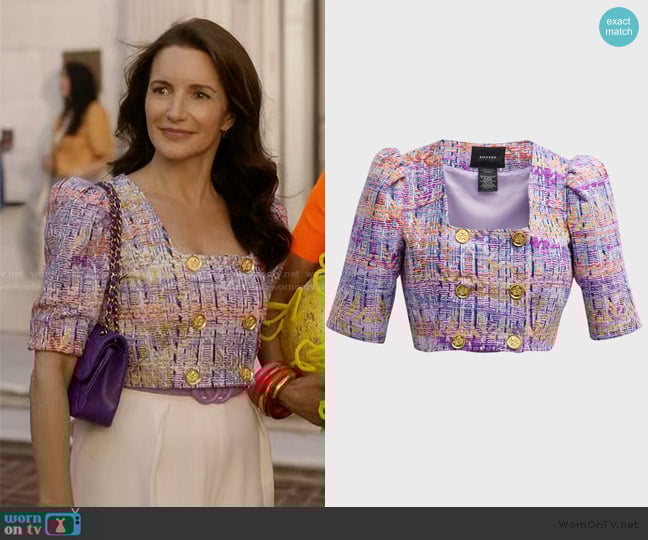 Smythe Cropped DB Jacket worn by Charlotte York (Kristin Davis) on And Just Like That