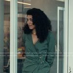 Sonia’s green wrap dress on The Better Sister