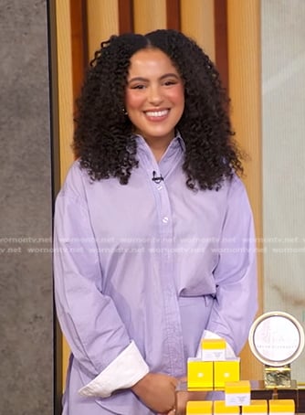Star Donaldson’s purple stripe shirt on Good Morning America