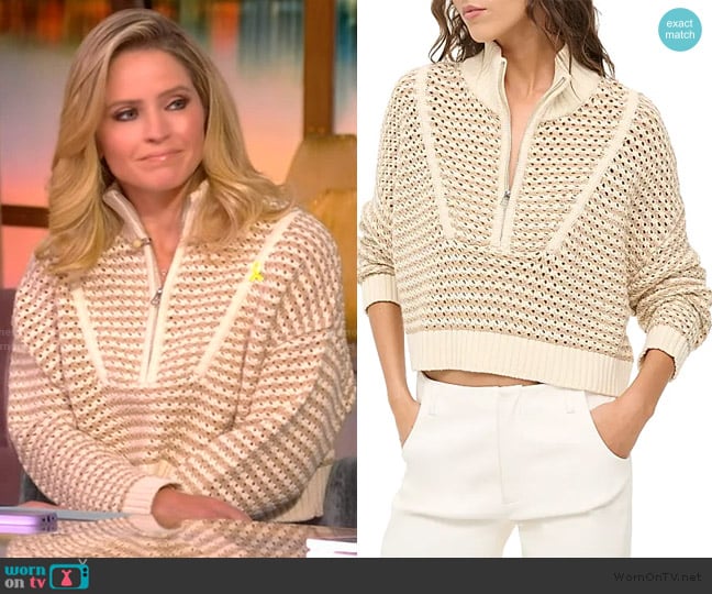Staud Hampton Striped Crochet Sweater worn by Sara Haines on The View
