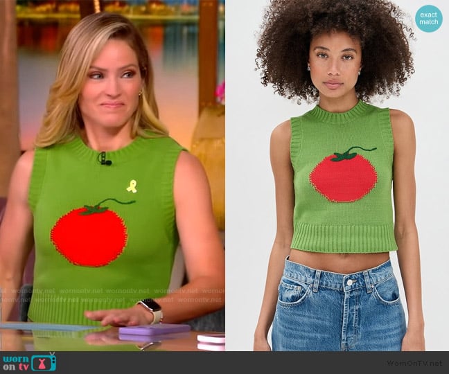 Staud Pingo Tomato Sweater Vest worn by Sara Haines on The View