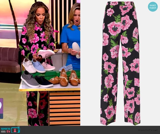 Stella McCartney Poppy floral wide-leg pants worn by Sunny Hostin on The View