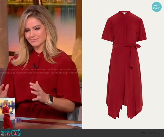Stella McCartney Silk Crepe De Chine Midi Dress with Tie Belt worn by Sara Haines on The View