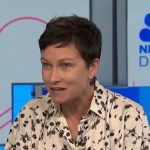 Stephanie Gosk’s white floral blouse on NBC News Daily
