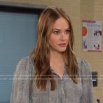 Stephanie’s grey plaid shirtdress on Days of our Lives