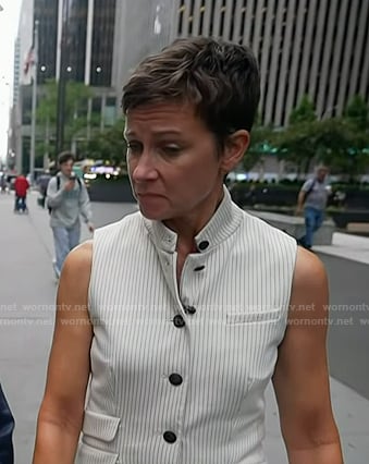 Stephanie's white pinstripe vest on Today