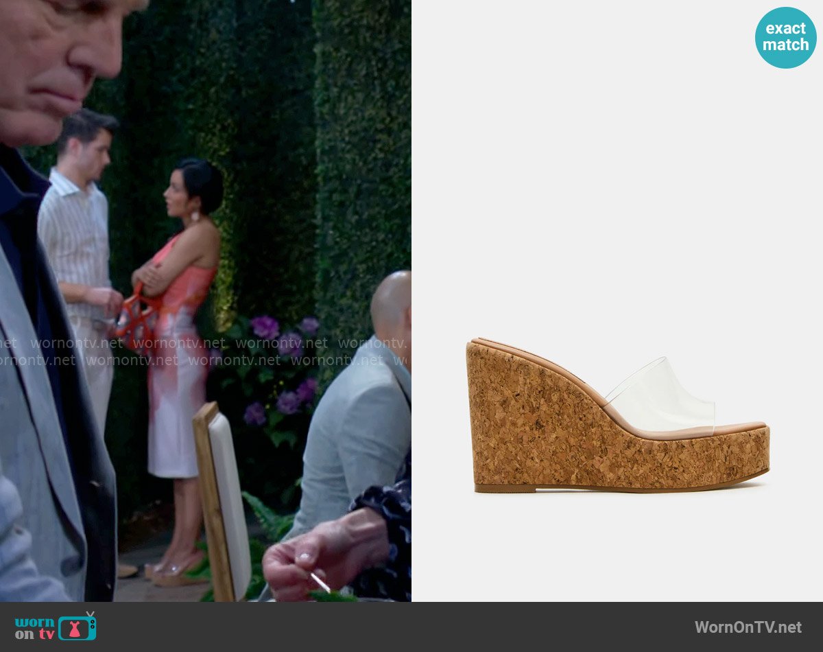 Steve Madden Cayman Clear Wedge worn by Audra Charles (Zuleyka Silver) on The Young and the Restless