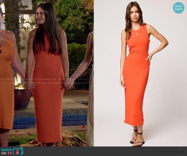 Still Water Wide Rib High Neck Maxi Dress worn by Michelle Saniei on The Valley