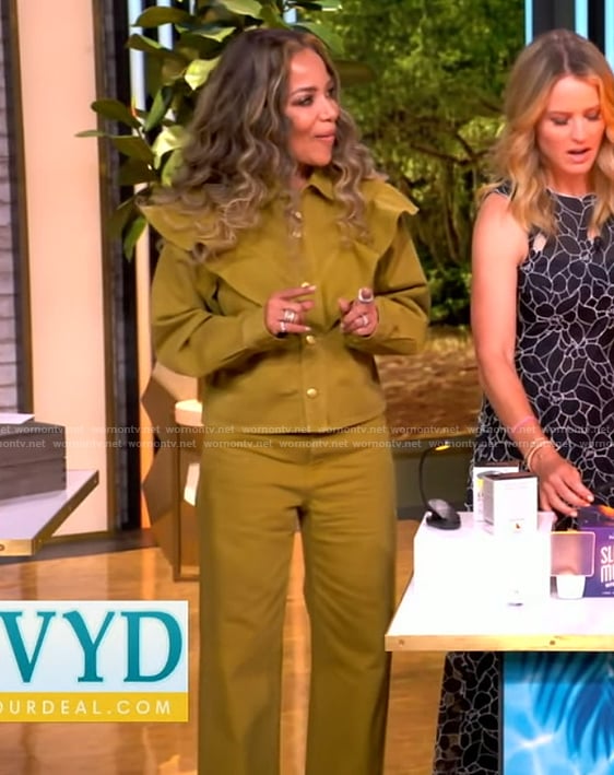 Sunny’s mustard ruffle top and pants on The View