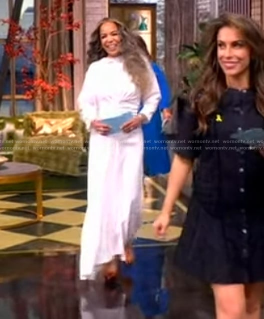 Sunny’s white gathered maxi dress on The View