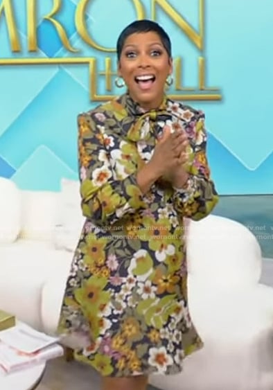 Tamron’s floral print mini dress on Tamron Hall Show