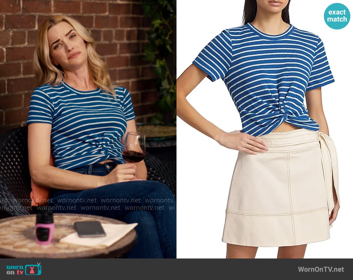 Tanya Taylor Zola Stripe Top worn by Georgia Miller (Brianne Howey) on Ginny & Georgia