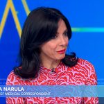 Dr. Tara Narula’s pink print ruched dress on Good Morning America