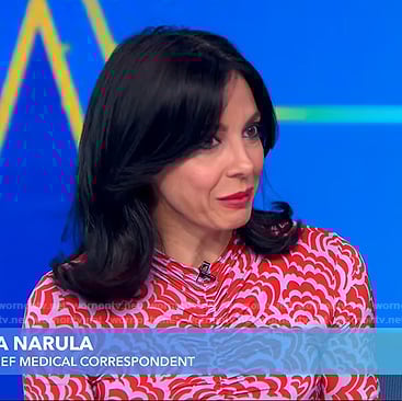 Dr. Tara Narula's pink print ruched dress on Good Morning America