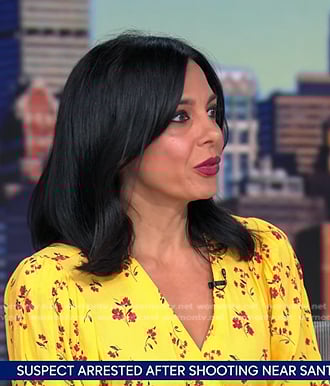 Dr. Tara Narula’s yellow floral wrap dress on Good Morning America