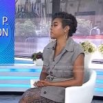 Taraji P. Henson’s grey flap pocket vest and fringe dress on Today