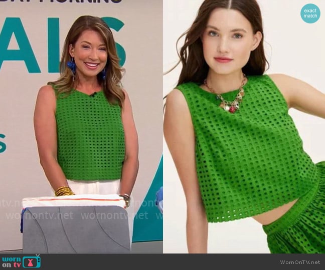 Target x Kate Spade Eyelet Shell Top worn by Courtney Cason on CBS Mornings