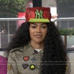 Teyana Taylor’s green bomber jacket with patches on Today