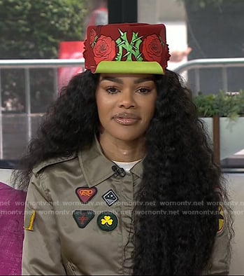 Teyana Taylor’s green bomber jacket with patches on Today