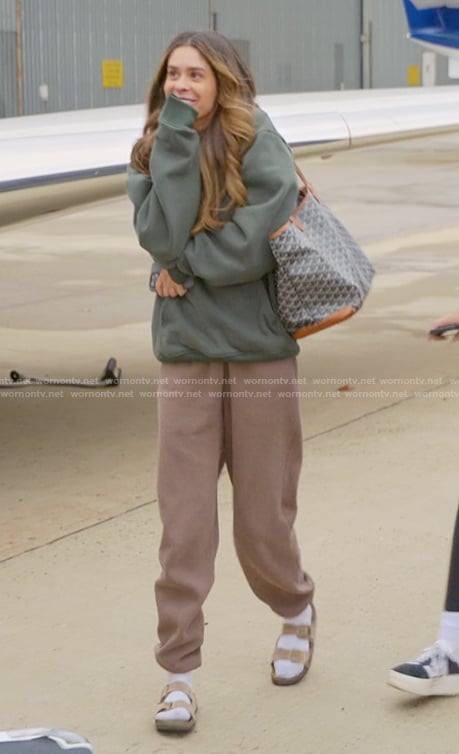 Taylor's suede sandals on The Secret Lives of Mormon Wives