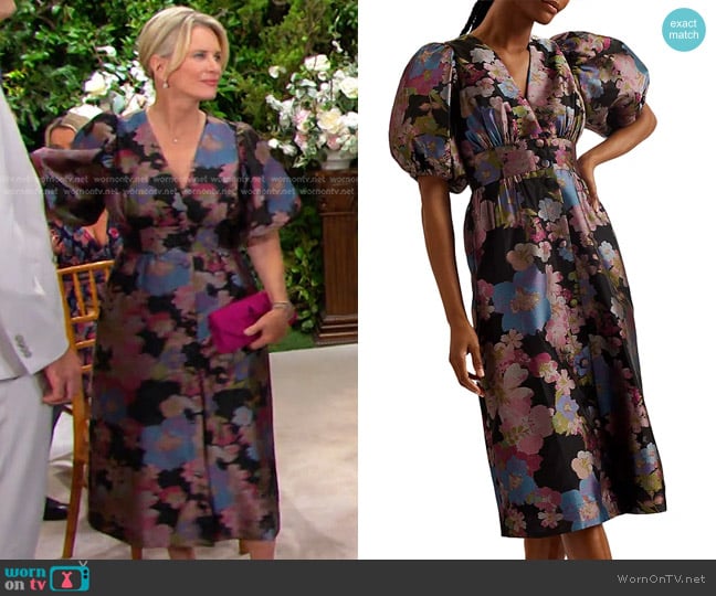 Ted Baker Button Front Jacquard Midi Dress worn by Kayla Brady (Mary Beth Evans) on Days of our Lives