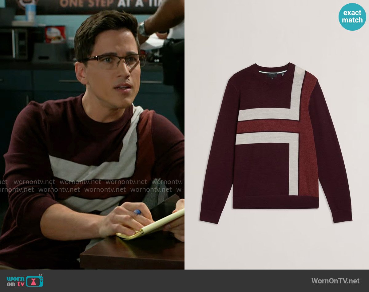 Ted Baker Roika Sweater worn by Bradley 'Smitty' Smith (Mike Manning) on Beyond the Gates