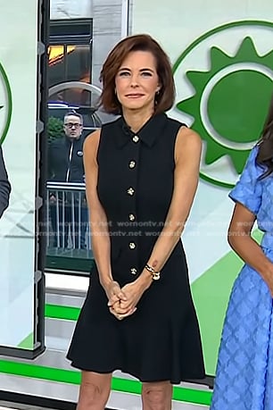 Stephanie Ruhle’s black sleeveless button front dress on Today