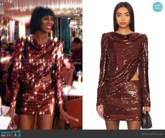 The Bar Rowan Dress in Hot Chocolate worn by Kiki Barth (Kiki Barth) on The Real Housewives of Miami