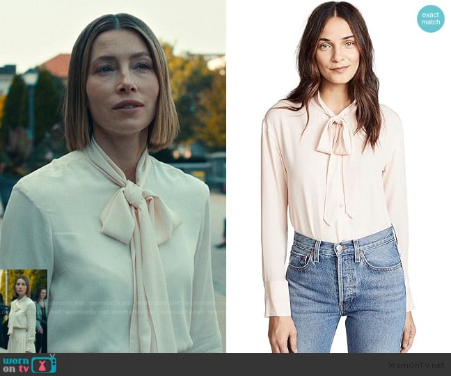 Theory  Long Sleeve Weekender TIE Neck Shirt worn by Chloe Taylor (Jessica Biel) on The Better Sister